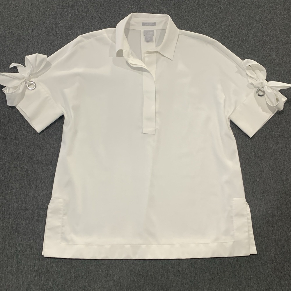 Chico's No Iron Grommet Detail Tunic Shirt Women's Size 0.5/US 6 - Picture 2 of 8